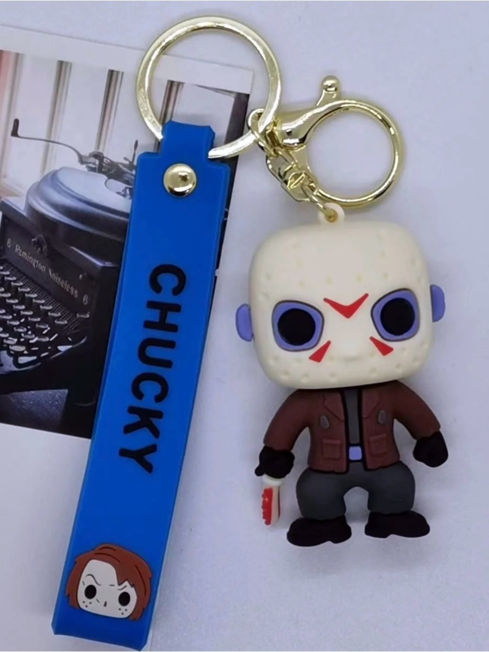 Chucky Keychain Phone Charm with Blue Strap